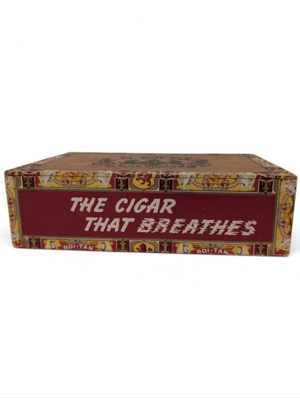 VINTAGE El Roi-Tan Cigar Box Decorative Red Yellow Brown Storage Container